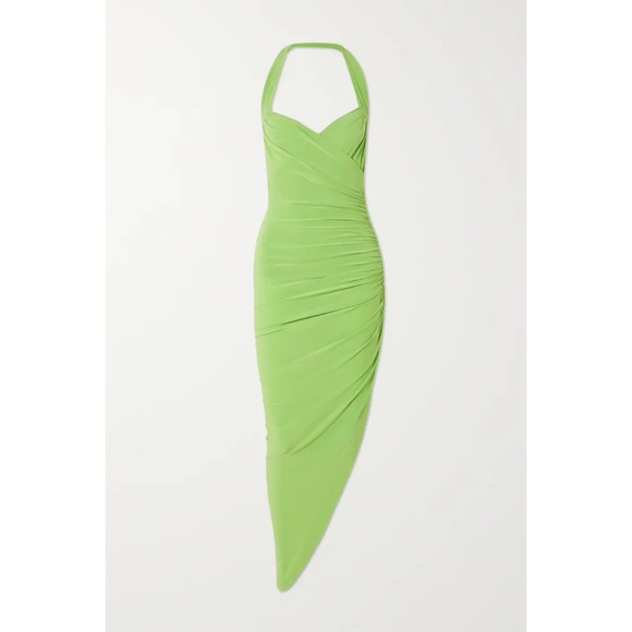 NWT! Norma Kamali Cayla asymmetric draped stretch halterneck dress - Picture 2 of 4